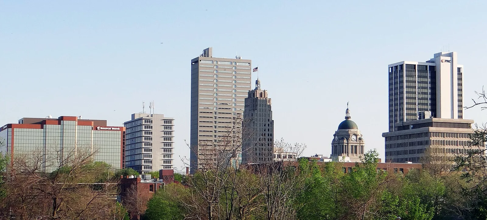Fort Wayne, Indiana: Downtown Fort Wayne, Indiana Skyline from Old Fort, May 2014