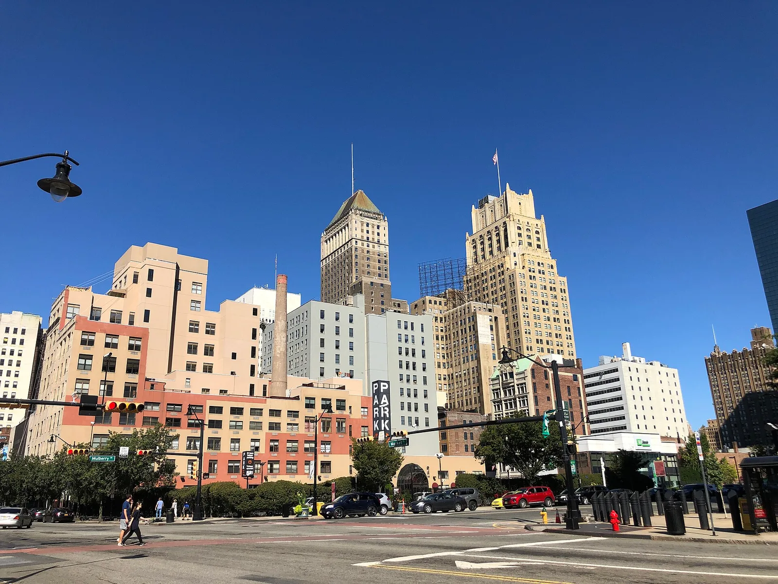 Newark, New Jersey: 2021-09-25 10 50 38 View of downtown Newark from the intersection of Essex County Route 510 (Market Street) and Mulberry Street in Newark, Essex County, New Jersey