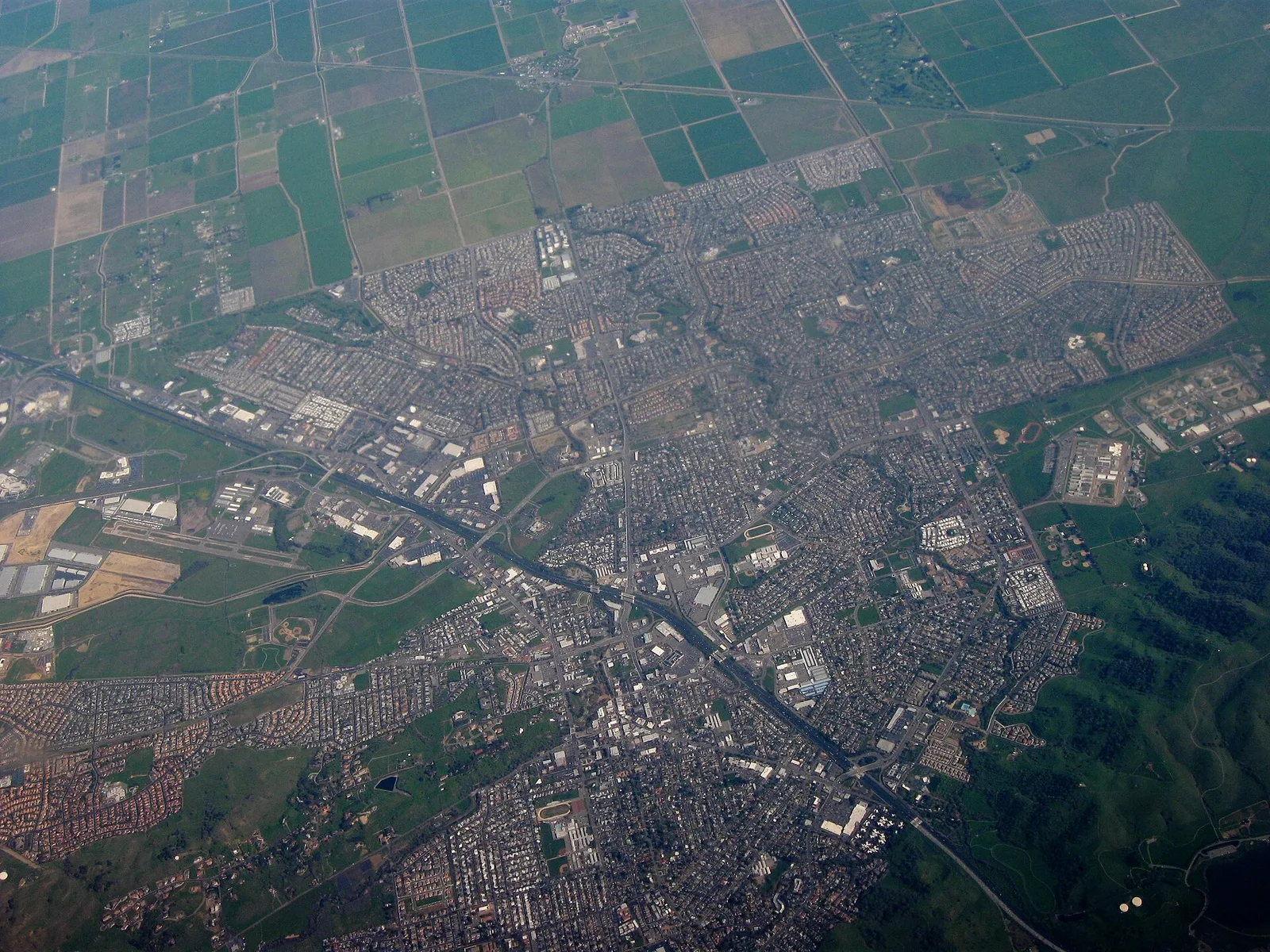Vacaville, California: Aerial view of Vacaville, California