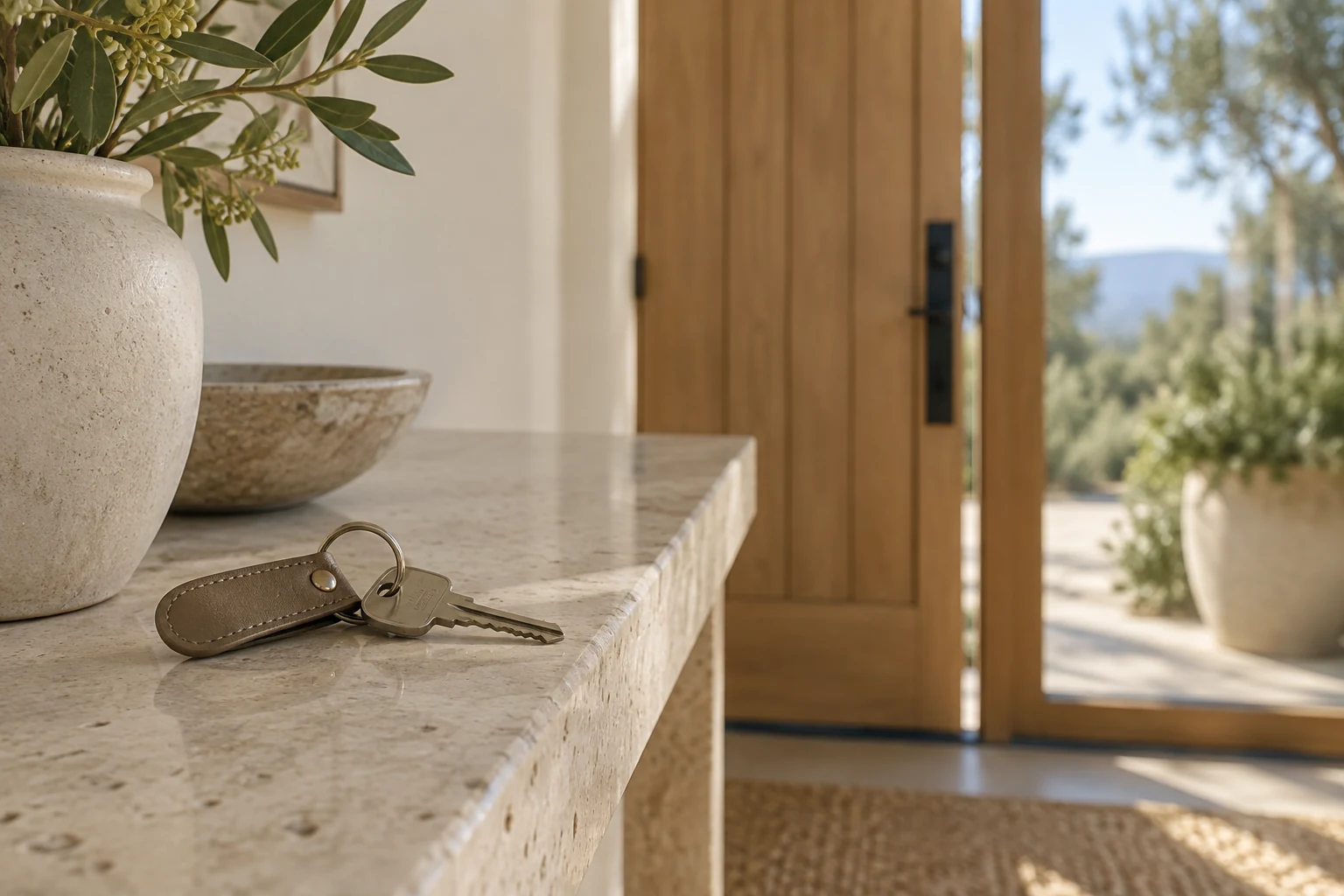 A house key on an entry console ready for a new lease