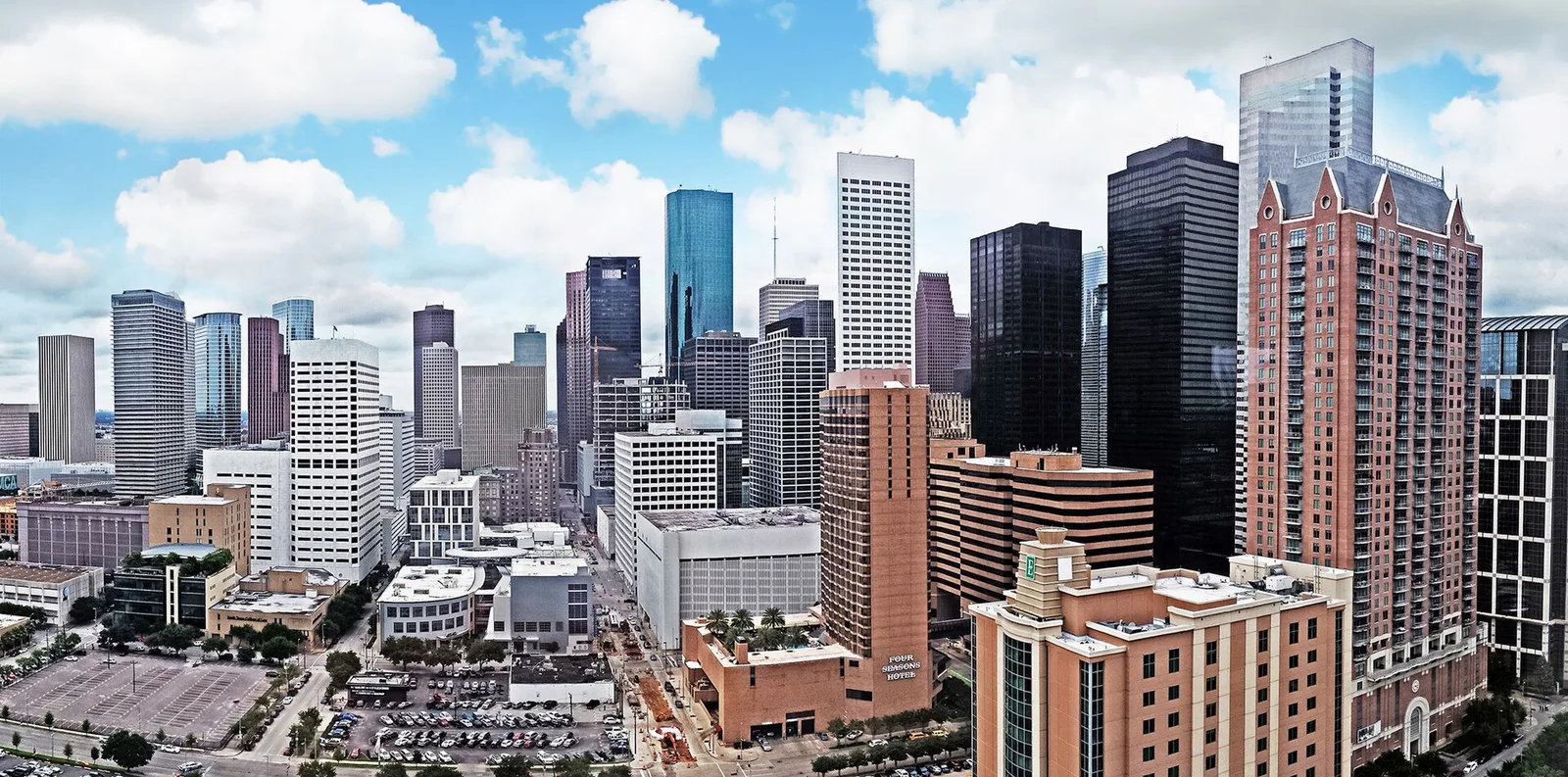 Houston, Texas 当地景观:Panoramic Houston skyline