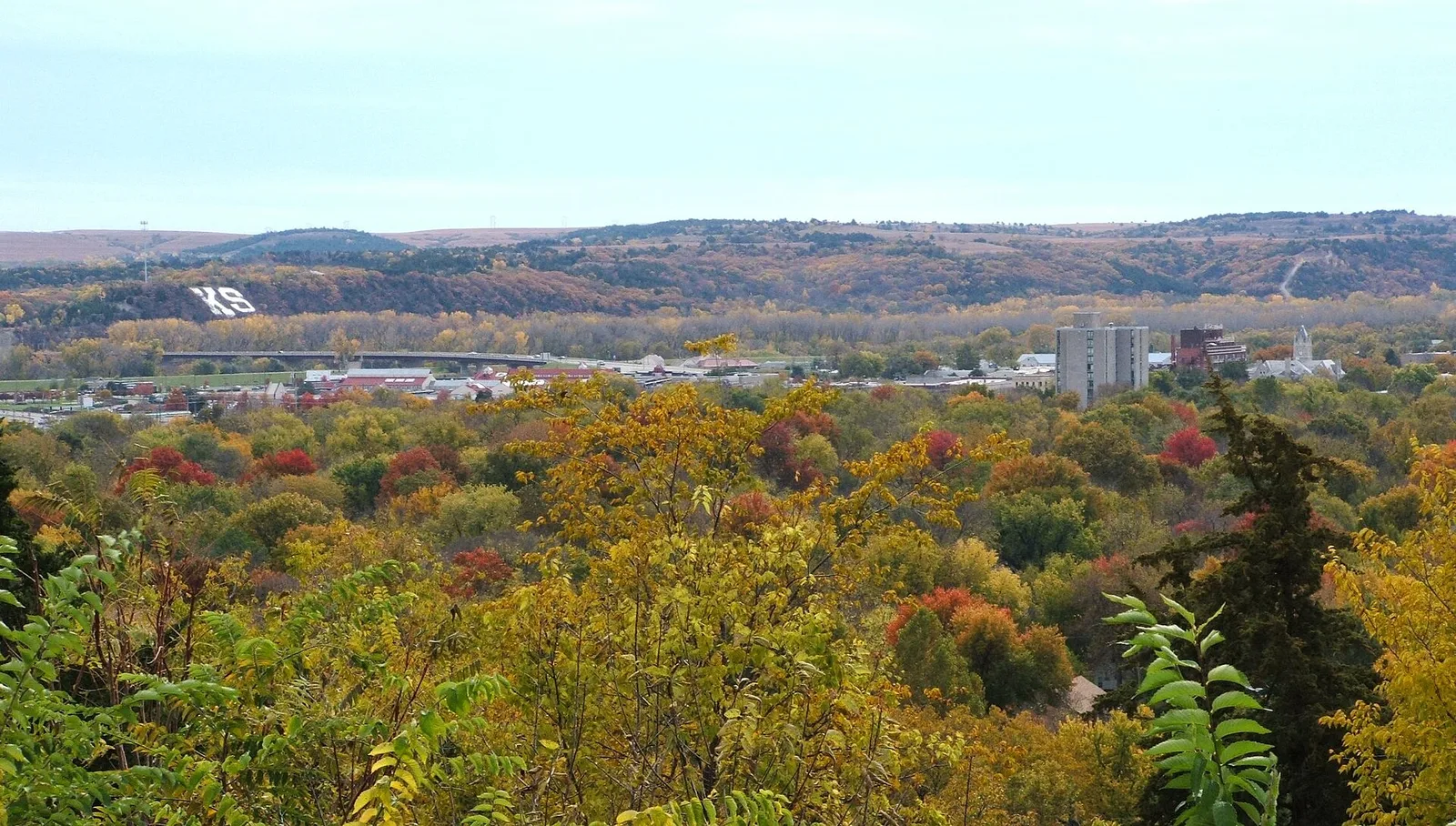 Manhattan, Kansas 当地景观:Manhattan Kansas Downtown overhead