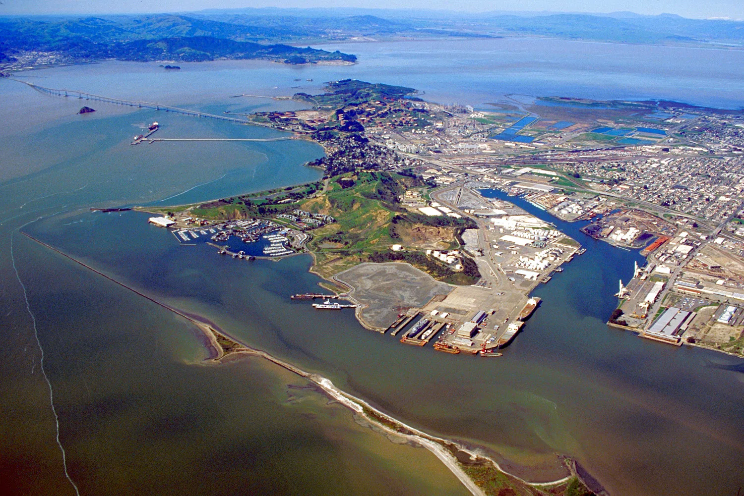 Richmond, California: Richmond California aerial view with bridge