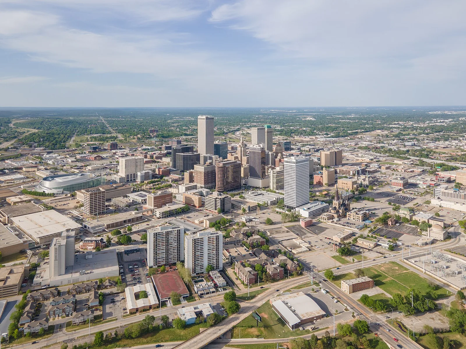 Tulsa, Oklahoma: Tulsa skyline aerial, April 2023