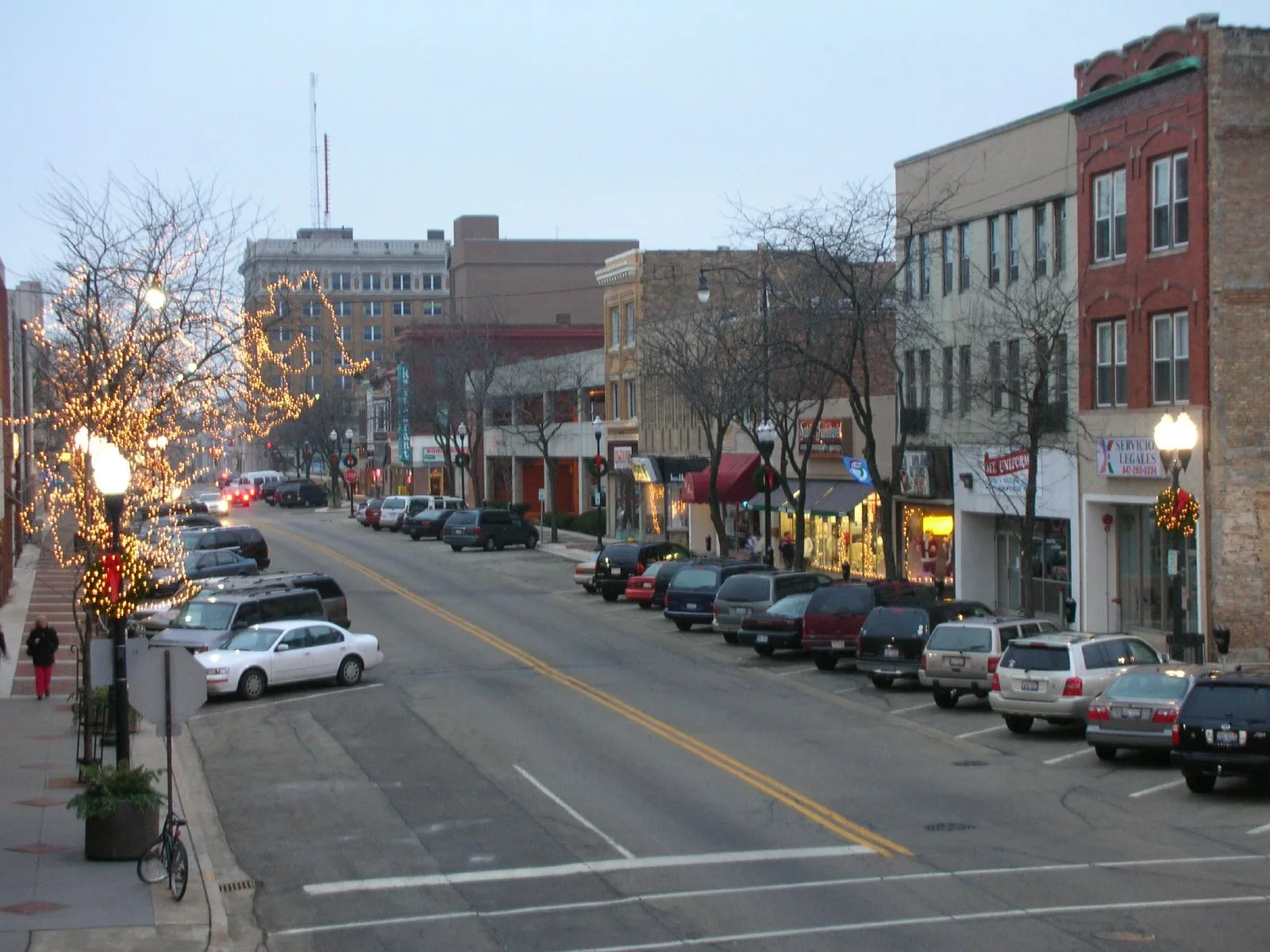 Vista de Waukegan, Illinois: Waukegan Downtown During the Holidays