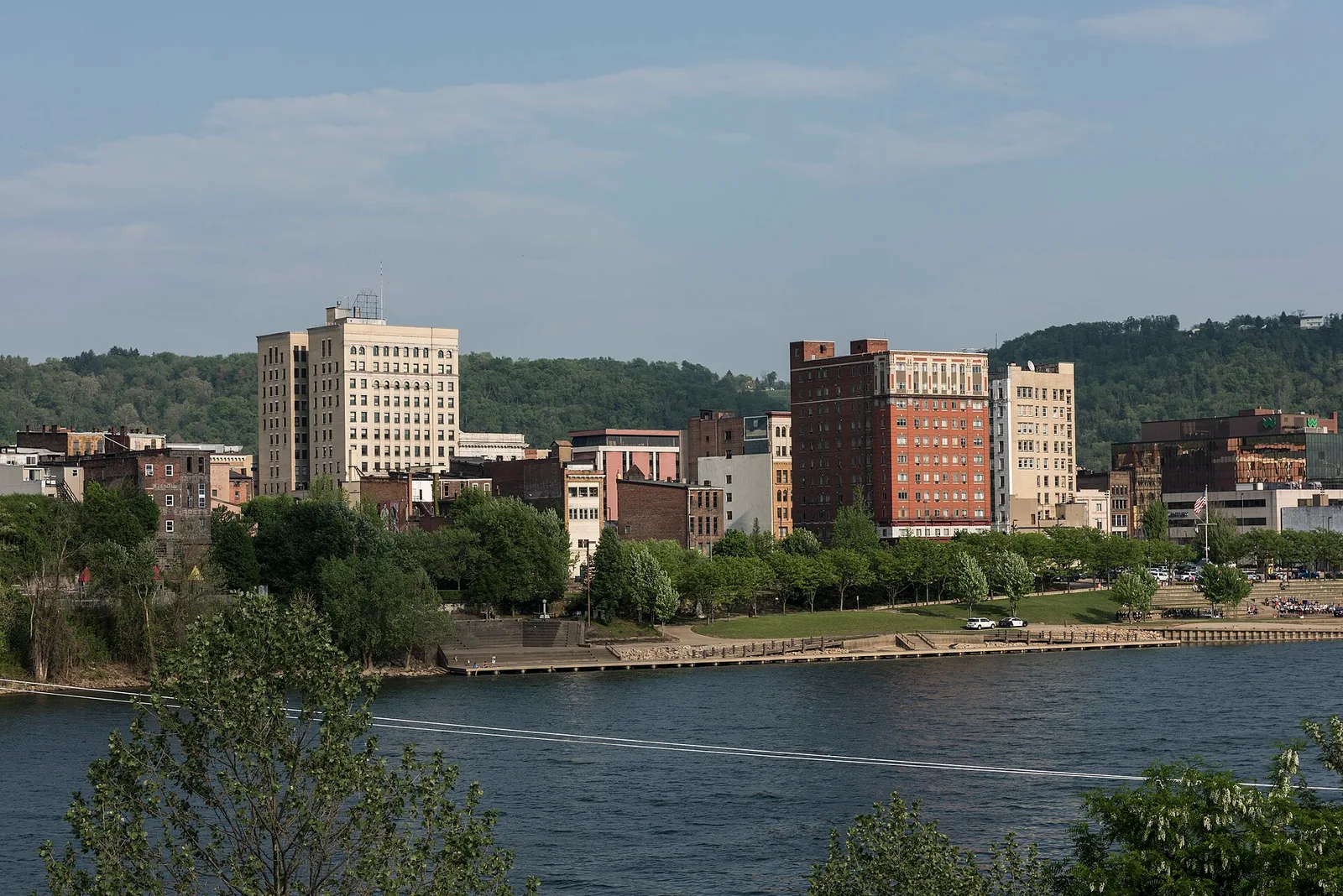 Wheeling, West Virginia: View of downtown Wheeling, West Virginia, from Wheeling Island, part of the city that lies on an island in the middle of the Ohio River LCCN2015632092